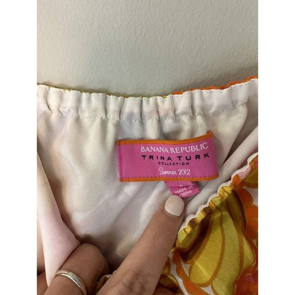 Trina Turk‎ Banana Republic Colab Womans Dress Maxi SZ 2 Yellow Strapless G0182 - Picture 7 of 9